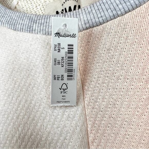 MADEWELL Sweatershirt the MLW Airterry Colorblock Crop in Peach and Cream Small - Picture 7 of 10